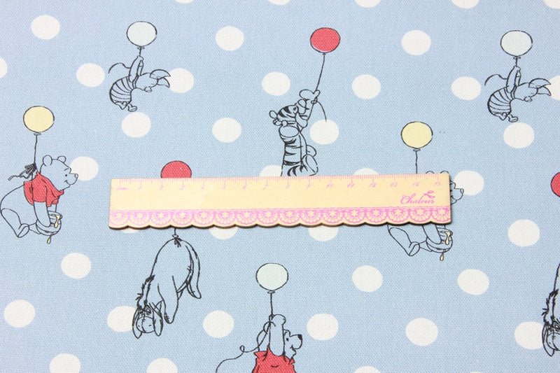 Winnie with Friends Balloons Dots! 1 Yard High Quality Stiff Cotton Toile Fabric, Fabric by Yard, Yardage Cotton Canvas Fabrics for Bags