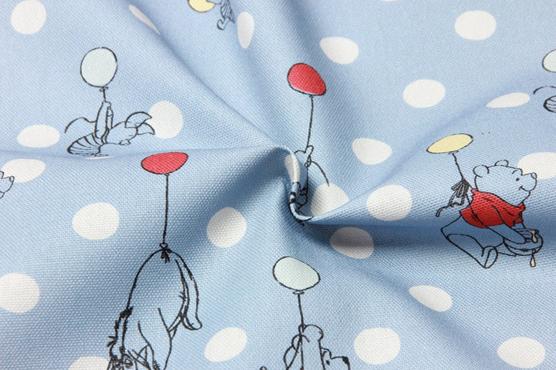 Winnie with Friends Balloons Dots! 1 Yard High Quality Stiff Cotton Toile Fabric, Fabric by Yard, Yardage Cotton Canvas Fabrics for Bags