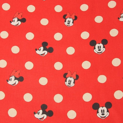 Mickey and Minnie with Polka dots! 1 Yard High Quality Stiff Cotton Toile Fabric, Fabric by Yard, Yardage Cotton Canvas Fabrics for Bags