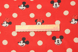 Mickey and Minnie with Polka dots! 1 Yard High Quality Stiff Cotton Toile Fabric, Fabric by Yard, Yardage Cotton Canvas Fabrics for Bags