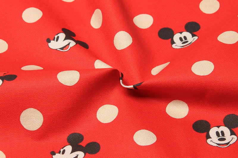 Mickey and Minnie with Polka dots! 1 Yard High Quality Stiff Cotton Toile Fabric, Fabric by Yard, Yardage Cotton Canvas Fabrics for Bags