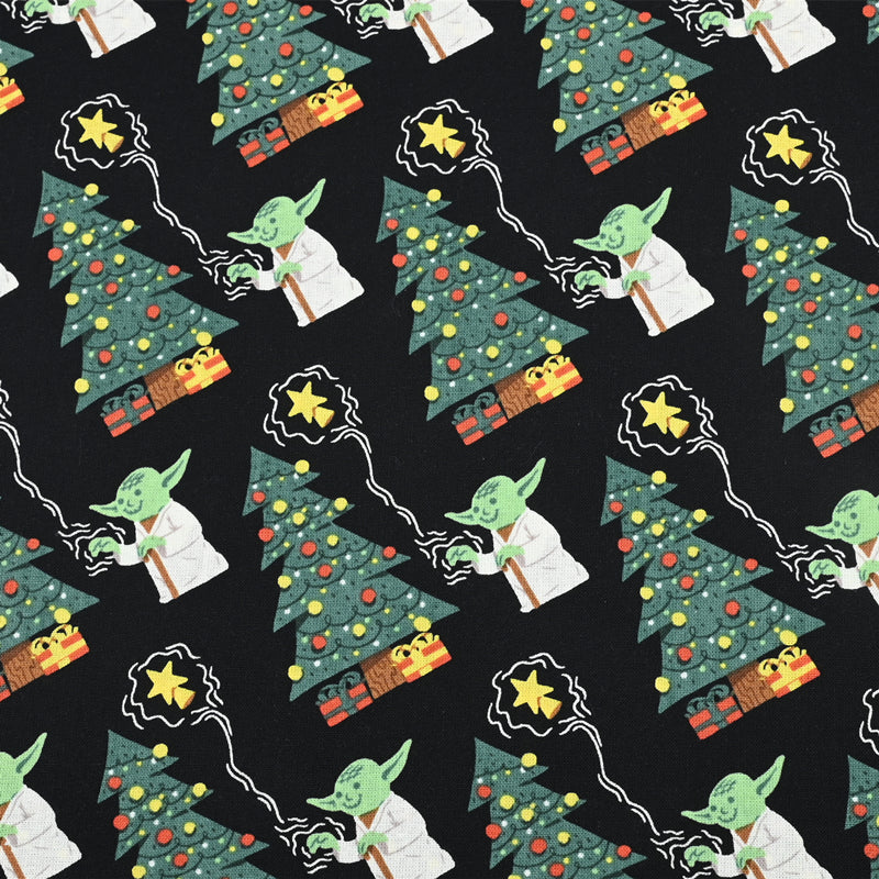 Yoda and Christmas Tree ! 1 Meter Medium Thickness Cotton Fabric, Fabric by Yard, Yardage Cotton Fabrics for  Style Garments