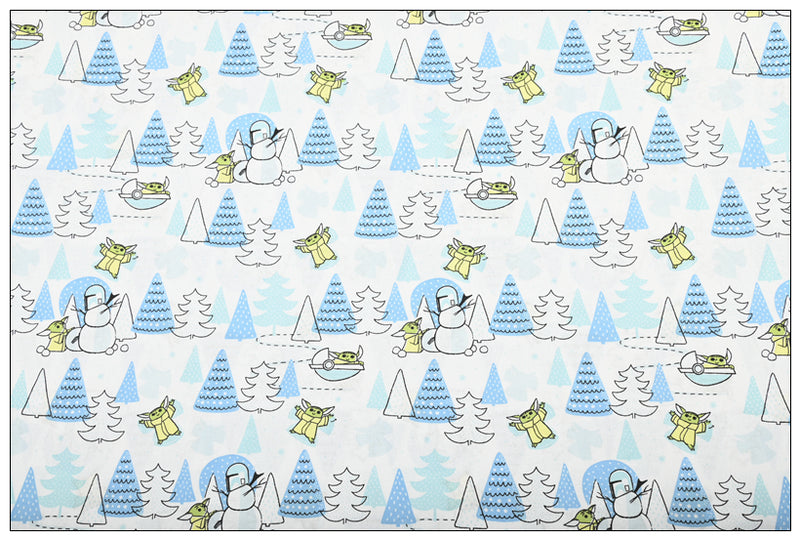 Yoda and Christmas Tree ! 1 Meter Medium Thickness Cotton Fabric, Fabric by Yard, Yardage Cotton Fabrics for  Style Garments