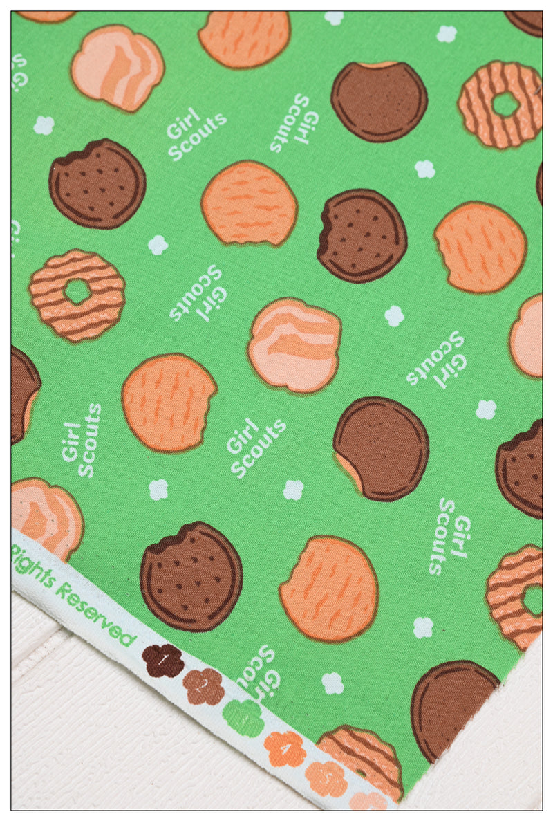 Green Girl Scouts Cookies! 1 Yard Medium Thickness Cotton Fabric, Fabric by Yard, Yardage Cotton Fabrics for Style Clothes, Bags