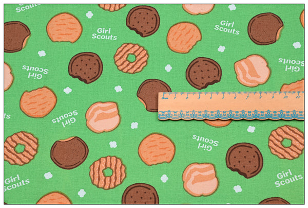 Green Girl Scouts Cookies! 1 Yard Medium Thickness Cotton Fabric, Fabric by Yard, Yardage Cotton Fabrics for Style Clothes, Bags