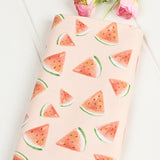 WaterMelon and Cherry 2 Print pink! 1 Meter Medium Thickness Plain Cotton Fabric, Fabric by Yard, Yardage Cotton