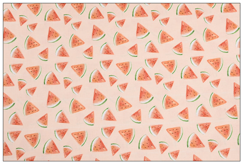 WaterMelon and Cherry 2 Print pink! 1 Meter Medium Thickness Plain Cotton Fabric, Fabric by Yard, Yardage Cotton