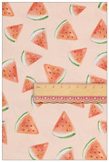 WaterMelon and Cherry 2 Print pink! 1 Meter Medium Thickness Plain Cotton Fabric, Fabric by Yard, Yardage Cotton