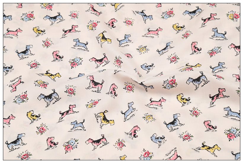 Terriers Dogs! 1 Meter Light Weight Printed Fabric, Fabric by Yard, Yardage Fabrics, Children  Kids