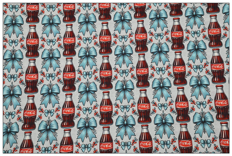 Coke Bottles and Ties Coca-Colar Themed ! 1 Yard Medium Thickness Cotton Fabric, Fabric by Yard, Yardage Cotton Fabrics for Style Clothes, Bags (Copy)