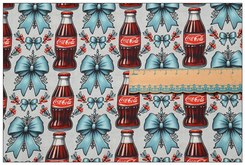 Coke Bottles and Ties Coca-Colar Themed ! 1 Yard Medium Thickness Cotton Fabric, Fabric by Yard, Yardage Cotton Fabrics for Style Clothes, Bags (Copy)