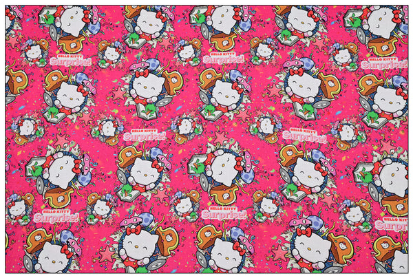 Hello Kitty Suprise Rosy! 1 Yard Medium Thickness Plain Cotton Fabric, Fabric by Yard, Yardage