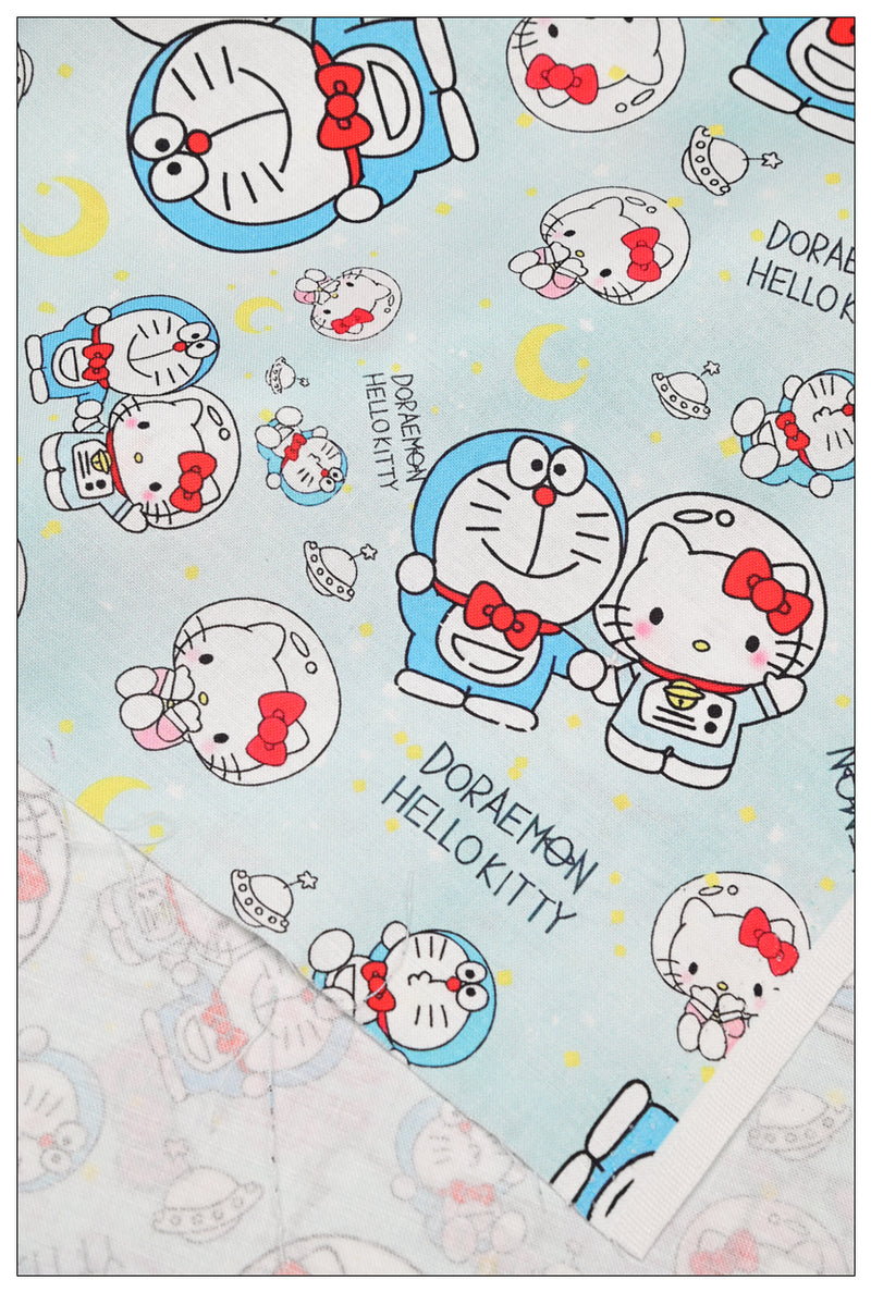 Hello Kitty and Doraemon! 1 Yard Medium Thickness Plain Cotton Fabric, Fabric by Yard, Yardage