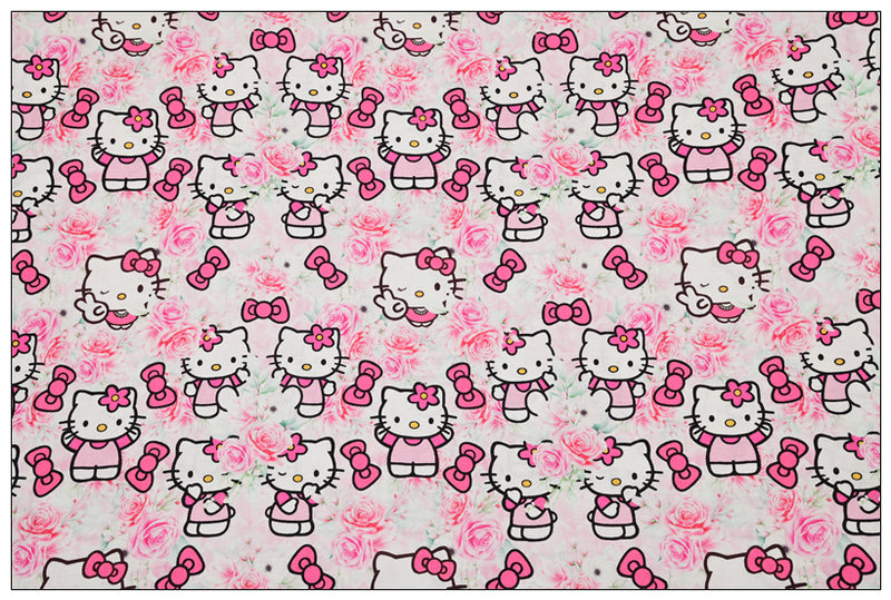Hello Kitty and Rose pink! 1 Yard Medium Thickness Plain Cotton Fabric, Fabric by Yard, Yardage