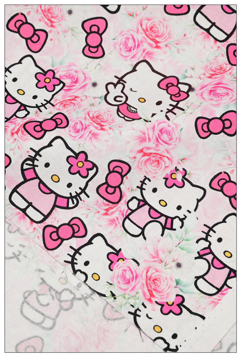 Hello Kitty and Rose pink! 1 Yard Medium Thickness Plain Cotton Fabric, Fabric by Yard, Yardage