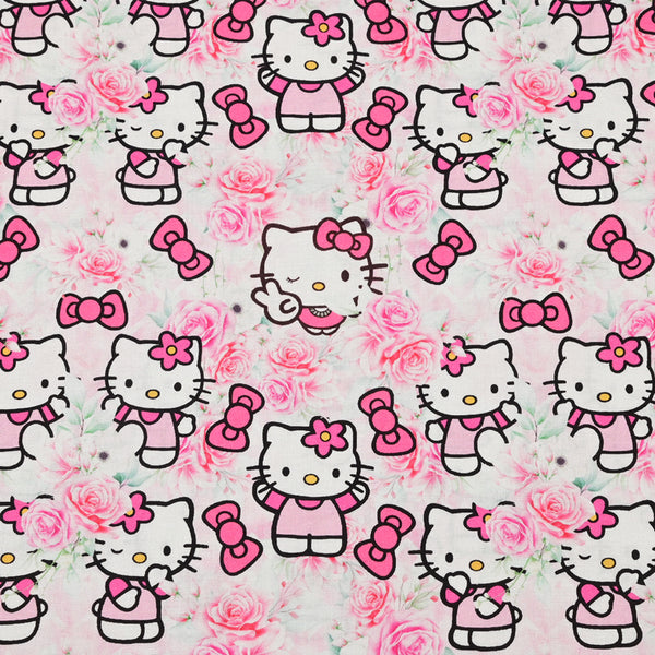 Hello Kitty and Rose pink! 1 Yard Medium Thickness Plain Cotton Fabric, Fabric by Yard, Yardage