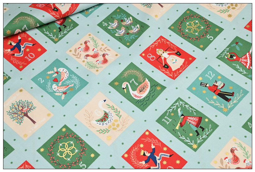 The 12 Days of Christmas ! 1 Yard of Quality Printed Cotton Fabrics by Yard, Fabric Yardage Comics Fabrics Draft Grinch Christmas