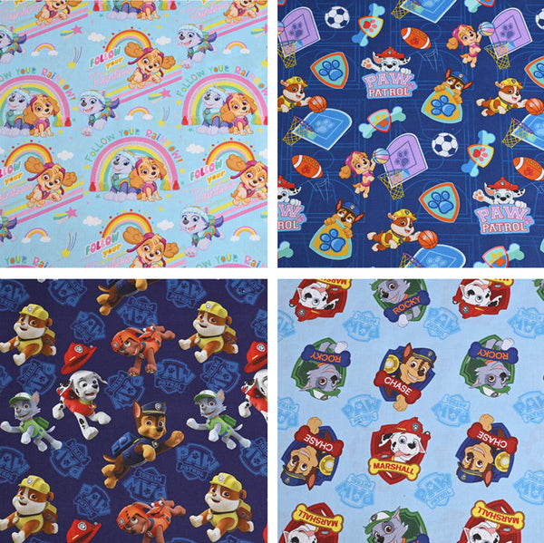 Paw Patrol the Dogs Collection blue 4 prints!  1 Yard Medium Thickness Cotton Fabric by Yard, Yardage Cotton Fabrics for Style Clothes 2305