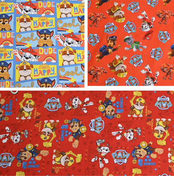 Paw Patrol the Dogs Collection Orange Red 3 prints!  1 Yard Medium Thickness Cotton Fabric by Yard, Yardage Cotton Fabrics for Style Clothes 2305