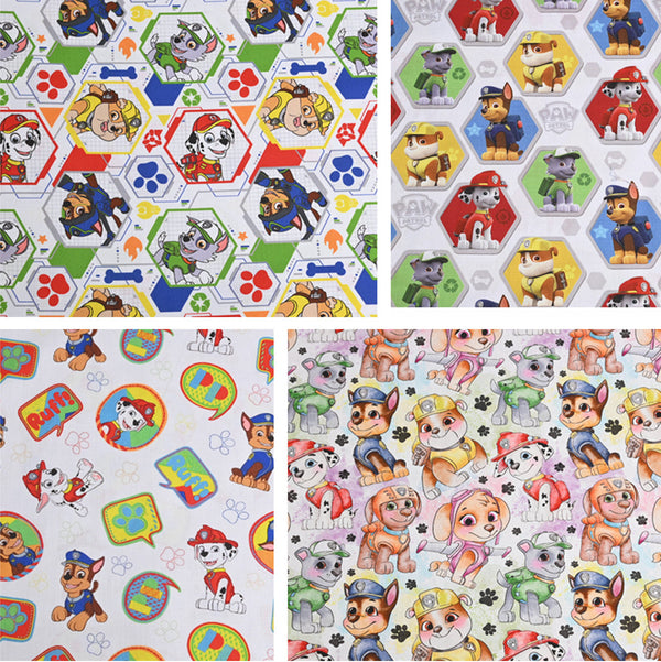 Paw Patrol the Dogs Collection White 4 prints! 1 Yard Medium Thickness Cotton Fabric by Yard, Yardage Cotton Fabrics for Style Clothes 2305