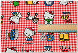 Hello Kitty Plaid 4 colors! 1 Yard High Quality Stiff Cotton Toile Fabric, Fabric by Yard, Yardage Cotton Canvas Fabrics for Bags