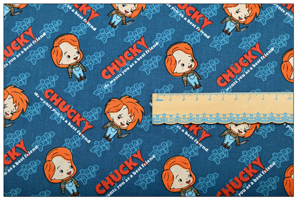 Chucky the Doll! 1 Meter Plain Cotton Fabric by Yard, Yardage Cotton Fabrics for Style Craft Bags