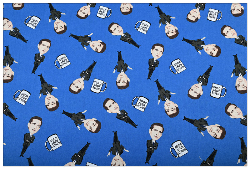 World's Best Boss Michael Scott (The Office) ! 1 Meter Plain Cotton Fabric by Yard, Yardage Cotton Fabrics for Style Bags