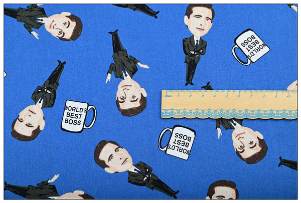 World's Best Boss Michael Scott (The Office) ! 1 Meter Plain Cotton Fabric by Yard, Yardage Cotton Fabrics for Style Bags