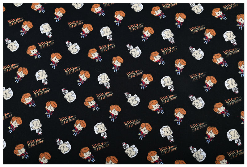 Back to the Future Cartoon Characters! 1 Meter Plain Cotton Fabric by Yard, Yardage Cotton Fabrics for Style Craft Bags