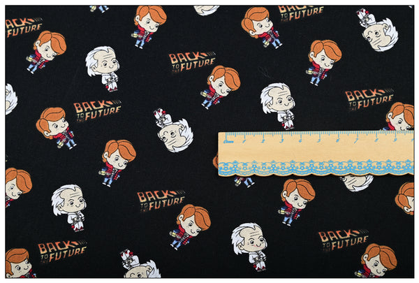 Back to the Future Cartoon Characters! 1 Meter Plain Cotton Fabric by Yard, Yardage Cotton Fabrics for Style Craft Bags