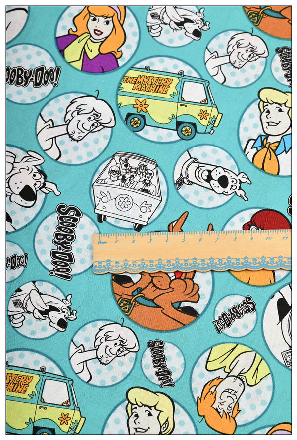 Scooby-Doo the Dog Great Dane turq! 1 Meter Plain Cotton Fabric by Yard, Yardage Cotton Fabrics for Style Bags