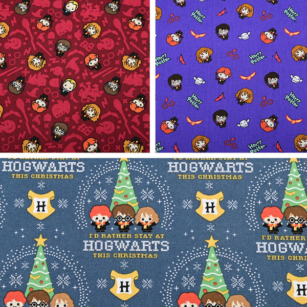 Hogwarts Cartoon Characters of Harry Potter! 1 Meter Plain Cotton Fabric by Yard, Yardage Cotton Fabrics for Style Craft Bags