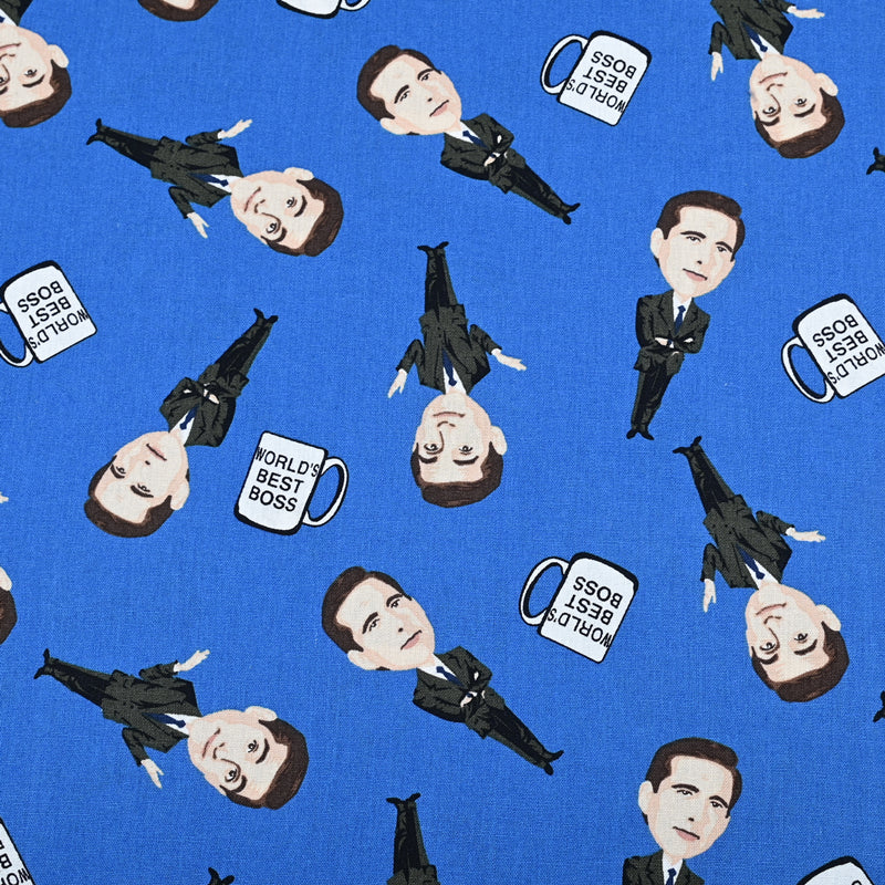 World's Best Boss Michael Scott (The Office) ! 1 Meter Plain Cotton Fabric by Yard, Yardage Cotton Fabrics for Style Bags