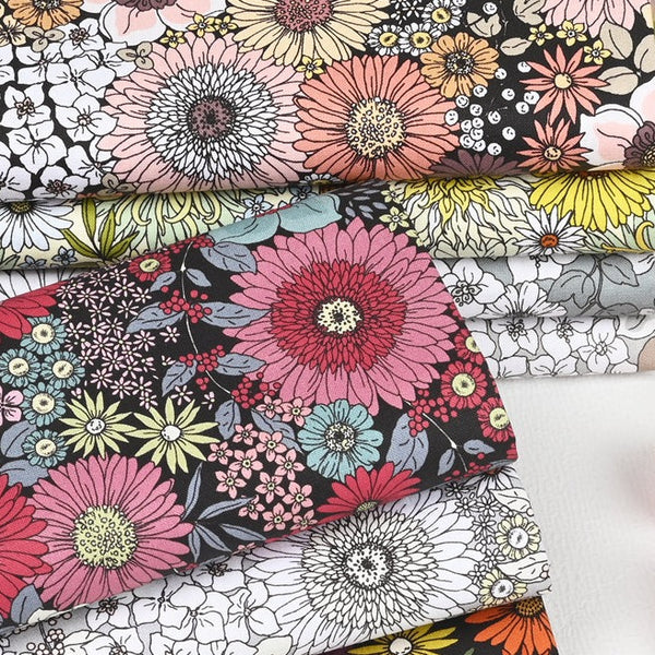 Japanese Style Drawing Sunflowers Collection! 1 Yard printed Floral fabric plain cotton cloth fabric pure cotton, Floral Fabric Yardage by Yard