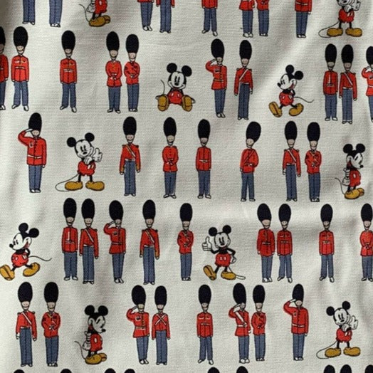 Mickey in London Royal Guards with Mickey Cath Kidston! 1 Meter Stiff Cotton Toile Fabric, Fabric by Yard, Yardage Cotton Canvas Fabrics for Bags English Retro