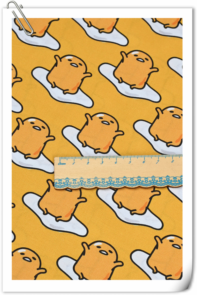 Wake Up Egg Cartoon Gudetama Yellow! 1 Yard Printed Cotton Fabric by Yard, Yardage Cotton Fabrics for  Style Garments, Bags