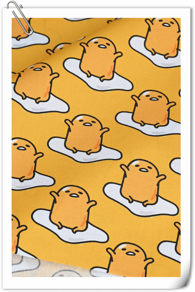 Wake Up Egg Cartoon Gudetama Yellow! 1 Yard Printed Cotton Fabric by Yard, Yardage Cotton Fabrics for  Style Garments, Bags