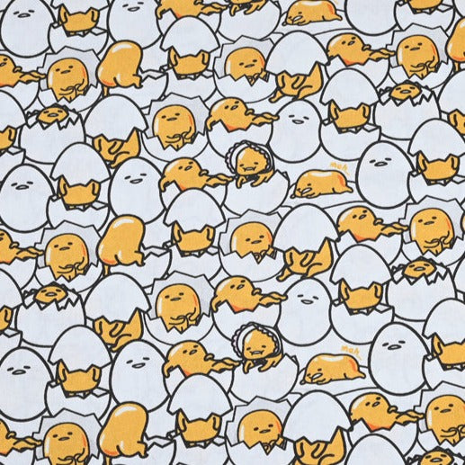 Broken Eggshell Egg Cartoon Gudetama White! 1 Yard Printed Cotton Fabric by Yard, Yardage Cotton Fabrics for  Style Garments, Bags