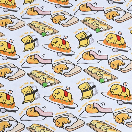 Sushi Japanese Food Egg Cartoon Gudetama White! 1 Yard Printed Cotton Fabric by Yard, Yardage Cotton Fabrics for  Style Garments, Bags