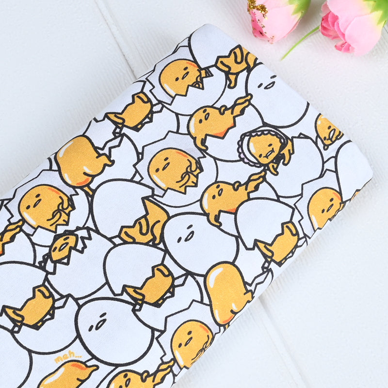 Broken Eggshell Egg Cartoon Gudetama White! 1 Yard Printed Cotton Fabric by Yard, Yardage Cotton Fabrics for  Style Garments, Bags