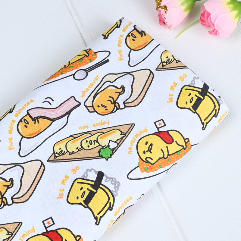 Sushi Japanese Food Egg Cartoon Gudetama White! 1 Yard Printed Cotton Fabric by Yard, Yardage Cotton Fabrics for  Style Garments, Bags