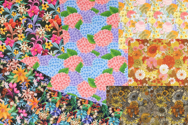 Flowers floral Prints! 1 Yard Medium Digital Printed Cotton Oxford Fabric by Half Yard for Style Clothes, Bags