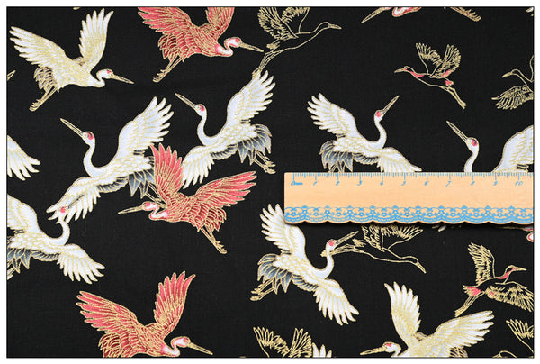 Cranes birds! 1 Yard Medium Thickness Plain Cotton Fabric, Fabric by Yard, Yardage