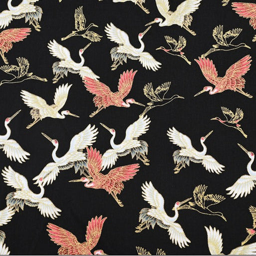 Cranes birds! 1 Yard Medium Thickness Plain Cotton Fabric, Fabric by Yard, Yardage