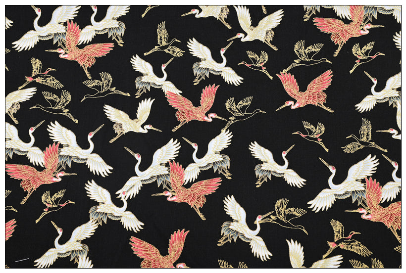 Cranes birds! 1 Yard Medium Thickness Plain Cotton Fabric, Fabric by Yard, Yardage