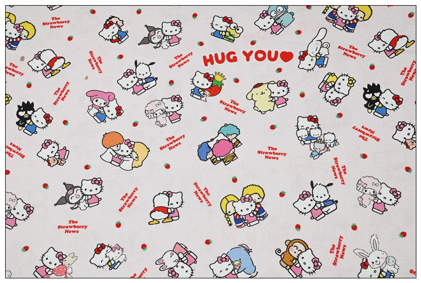 Hello Kitty and Sanrio Friends 2 Prints! 1 Yard Medium Thickness Plain Cotton Fabric, Fabric by Yard, Yardage