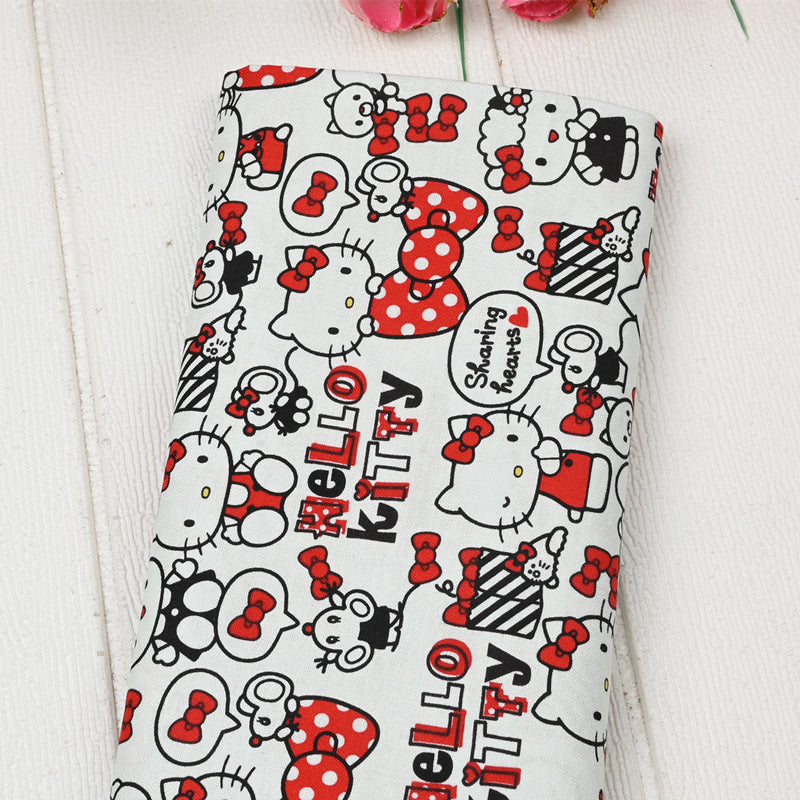 Hello Kitty and Sanrio Friends 2 Prints! 1 Yard Medium Thickness Plain Cotton Fabric, Fabric by Yard, Yardage