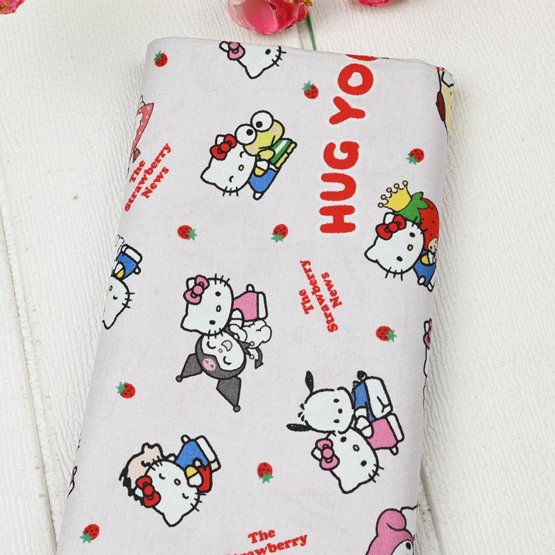 Hello Kitty and Sanrio Friends 2 Prints! 1 Yard Medium Thickness Plain Cotton Fabric, Fabric by Yard, Yardage