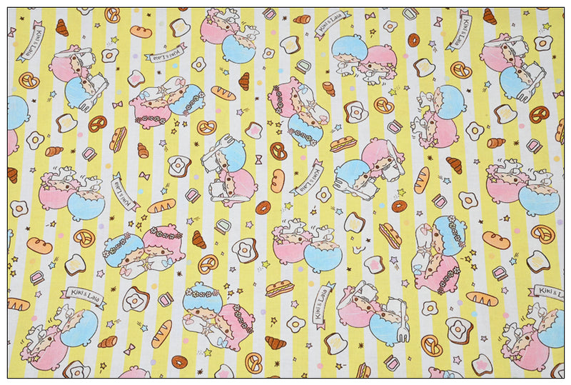 Little Twin Stars Sanrio Characters 6 Prints! 1 Yard Medium Thickness Plain Cotton Fabric, Fabric by Yard, Yardage