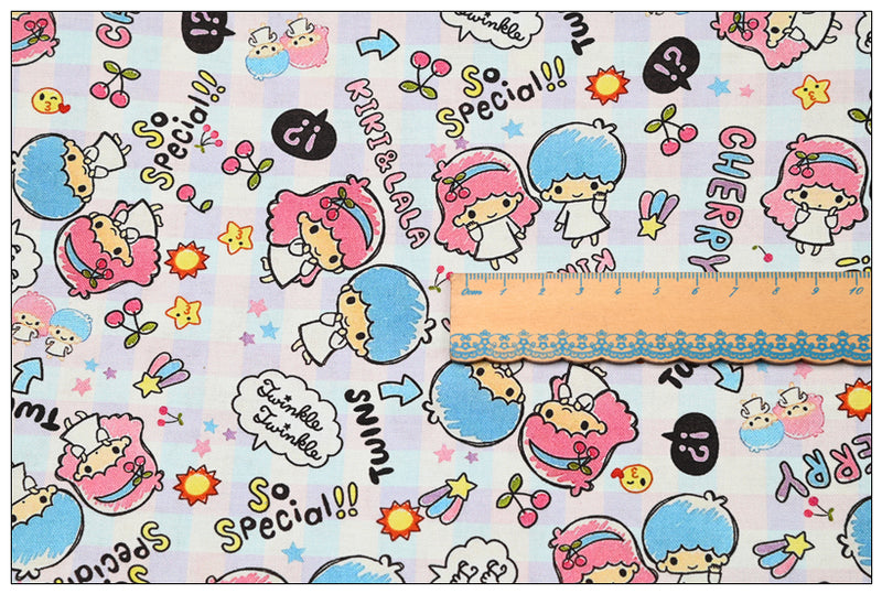 Little Twin Stars Sanrio Characters 6 Prints! 1 Yard Medium Thickness Plain Cotton Fabric, Fabric by Yard, Yardage